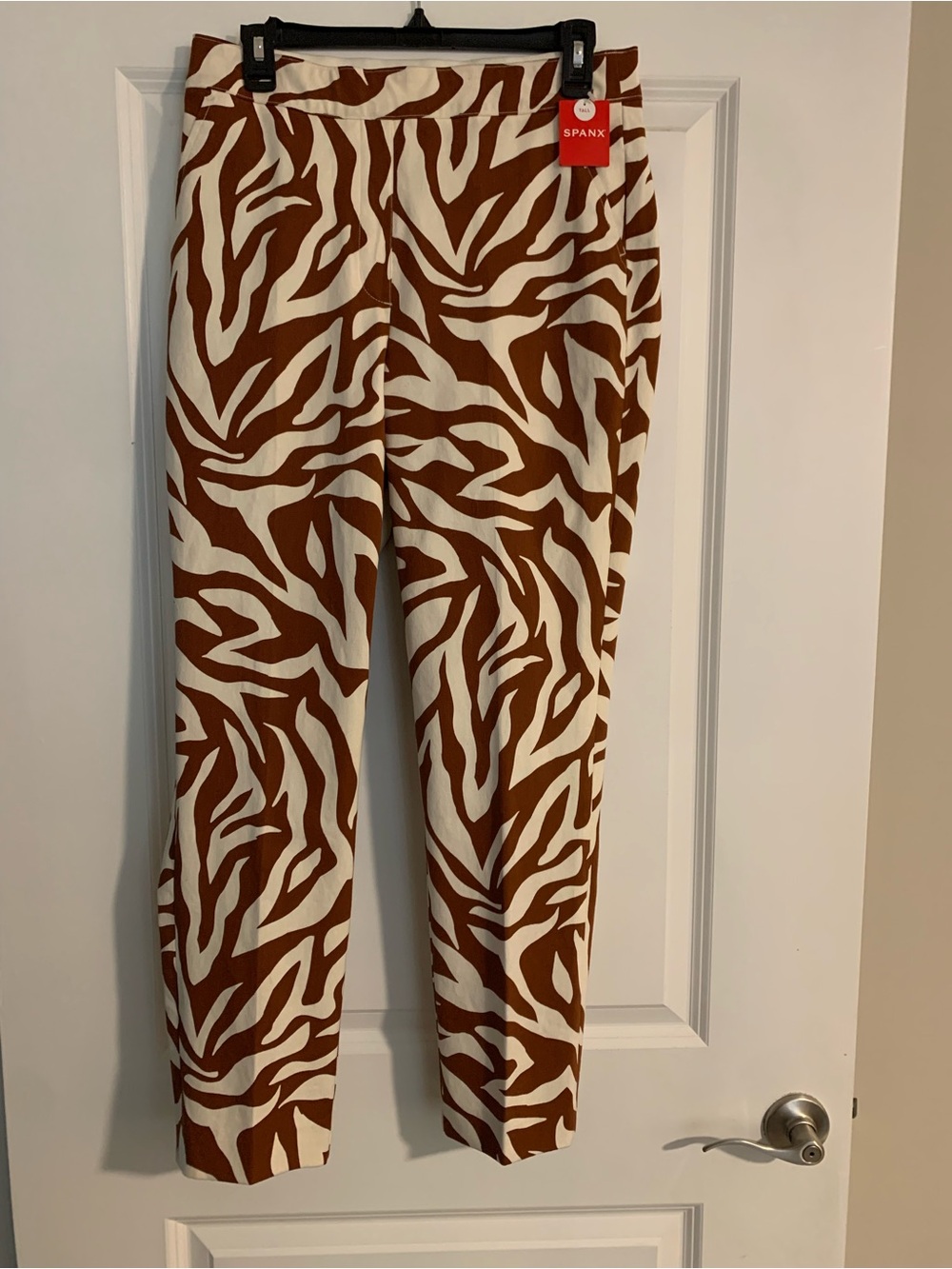 SPANX WOMENS brown & White Zebra Print Pants